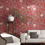 red-floral-wallpaper-flowers-vintage-chinoiserie-wallcovering
