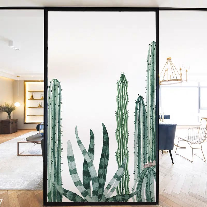 Glass Window Film Frosted Opaque Privacy Glass Films Cactus