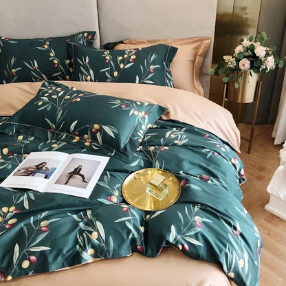 Egyptian Cotton Duvet Cover Set Luxury Pastoral Bedding Set