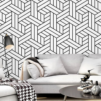 black-and-white-geometry-wallpaper-wallcovering-classic-minimalist-wall-covering-nordic-style-wallpaper-paiper-peint