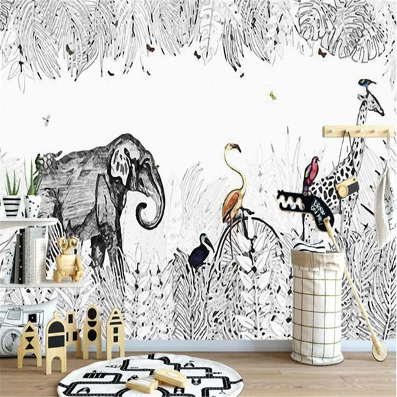 black-and-white-rain-forest-custom-wallpaper-3d-mural-study-living-room-sofa-tv-background-waterproof-canvas-wallpaper-wall-painting-papier-peint-wallcovering