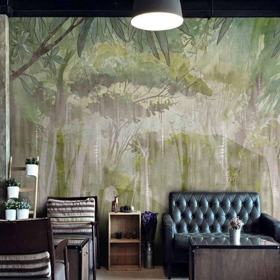 custom-mural-wallpaper-3d-living-room-bedroom-home-decor-wall-painting-papel-de-parede-papier-peint-Hand-painted-European-style-hand-painted-abstract-medieval-tropical-rainforest-forest-elk
