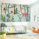 custom-wallpaper-mural-wall-covering-wall-decor-wall-decal-wall-sticker-nursery-decor-kids-room-children's-room-daycare-kindergarten-ideas-cartoon-woods-animals-dinosaur-papier-peint