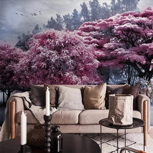 papel-de-parede-customized-large-murals-stylish-home-decoration-beautiful-pink-forest-big-tree-elk-landscape-wall-wallpaper