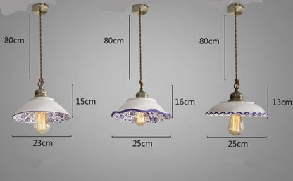 Chinese Style Ceramic Pendant Light Retro Porcelain Hanging Lamp