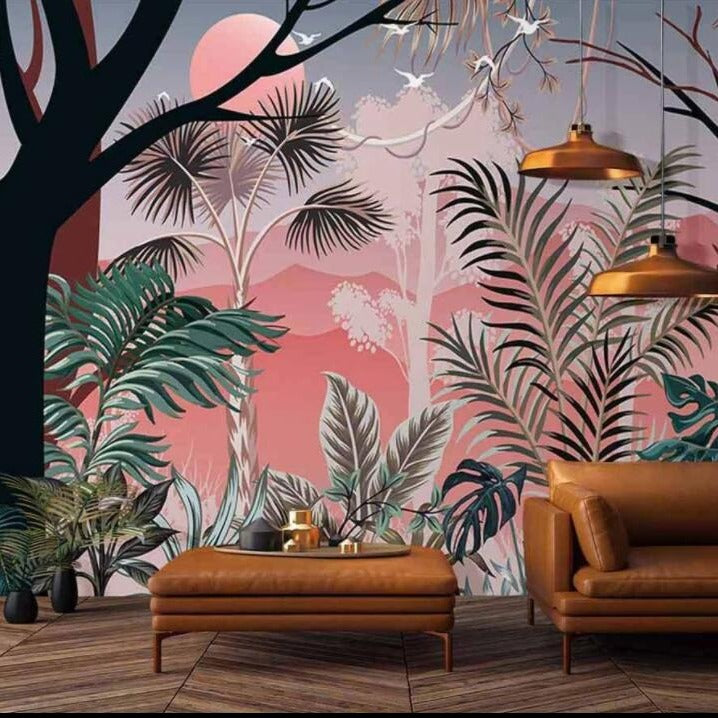 custom-wallpaper-mural-home-decorative-mural-european-style-retro-hand-painted-tropical-rainforest-tv-background-wallpaper-papier-peint