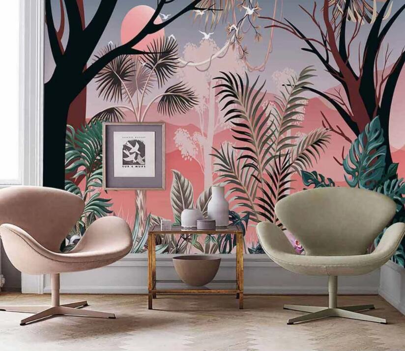 custom-wallpaper-mural-home-decorative-mural-european-style-retro-hand-painted-tropical-rainforest-tv-background-wallpaper-papier-peint