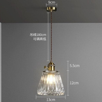 Japanese Style Pendant Lamp Copper Retro Glass Small Chandelier