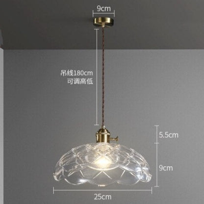 Japanese Style Pendant Lamp Copper Retro Glass Small Chandelier