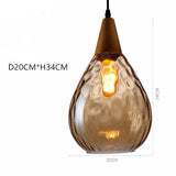 Modern Pendant Light Led Wood Glass Hanging Lamp