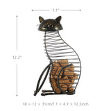 Metal Cat Figurine Cork Container for Home Decor and Gift