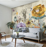 custom-vintage-flowers-and-elk-deer-design-wall-mural-on-the-wall-for-meeting-room-living-room-sofa-background-wall-paper-mural