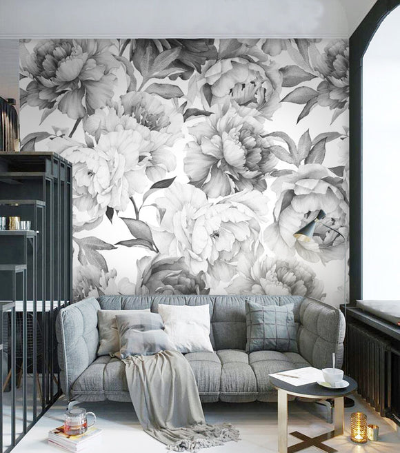 grey-black-and-white-floral-custom-3d-wallpaper-mural-on-the-wall-for-office-living-room-meeting-room