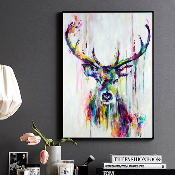 custom-abstract-deer-wall-art-print-painting-decorative-pictures-home-living-room-colorful-stag-animal-poster-canvas-drop-ship