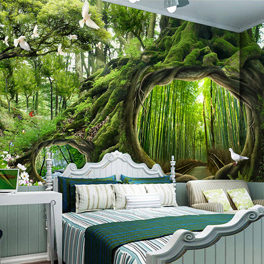 custom-photo-wallpaper-green-virgin-forest-tree-hole-stereoscopic-mural-wall-painting-living-room-bedroom-background-murales-3d