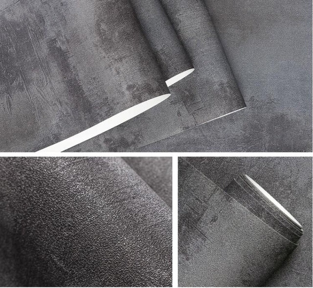 Retro Plain Solid Color Cement Effect Wallpaper Cement Ash (5.3 ㎡)
