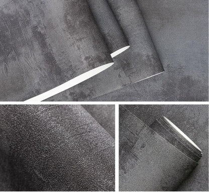 Retro Plain Solid Color Cement Effect Wallpaper Cement Ash (5.3 ㎡)