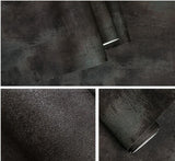 Retro Plain Solid Color Cement Effect Wallpaper Rust Black (5.3 ㎡)