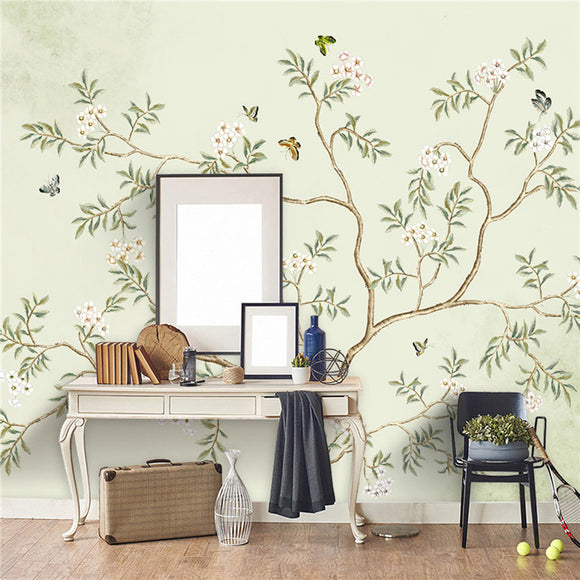 flower-butterfly-highlight-hand-painted-stylish-style-tv-background-wallpaper-living-room-bedroom-wall-paper-mural