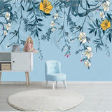 nordic-minimalist-small-fresh-leaves-floral-watercolor-style-wall-wallpaper-mural-custom-photo-wall