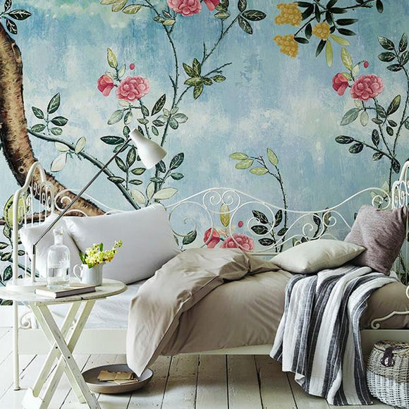 papier-peint-retro-hand-painted-wall-mural-fruit-tree-flower-wallpaper-bedroom-living-room-mural-background-wallpapers