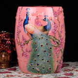 jingdezhen-american-style-european-style-ceramics-drum-stool-shoes-dressing-garden-home-decoration-porcelain-stool-sofa-table-peacock-pink