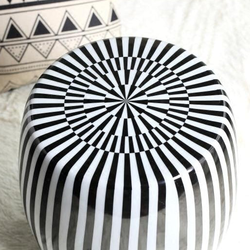 Ceramic Drum Stool Modern Black and White Sofa Table